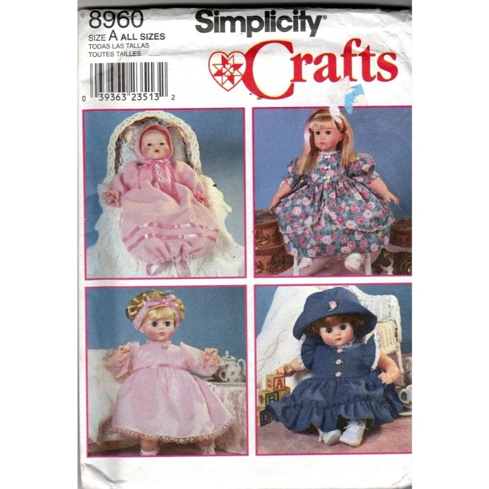 Simplicity Crafts 8960‎ Doll Clothing Pattern For 18" Dolls Dresses Accessories